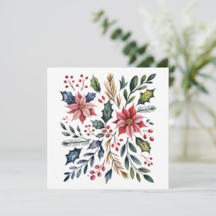 Boho-Blumen-Weihnachts-Winter-Feiertag Cute Urlaub Feiertagskarte