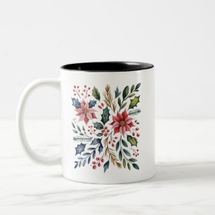 Boho-Blumen-Weihnachts-Winter-Feiertage Cute Holid Zweifarbige Tasse