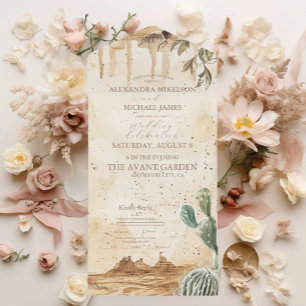 Boho-Blumen-Western-Hochzeit All In One Einladung
