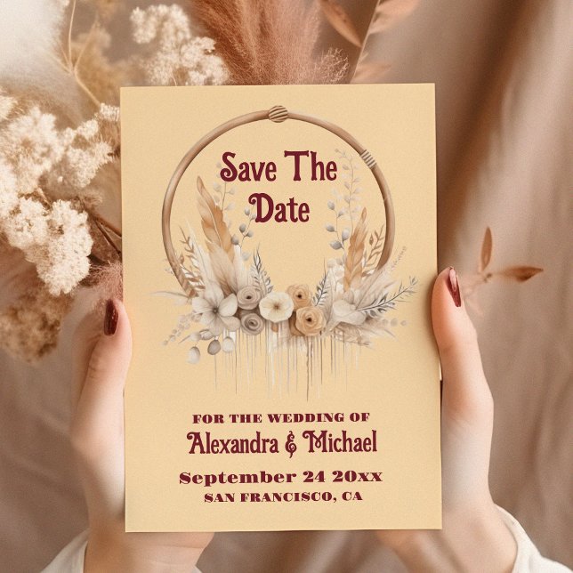 Boho-Blumen-Western-Hochzeit Save The Date (Von Creator hochgeladen)