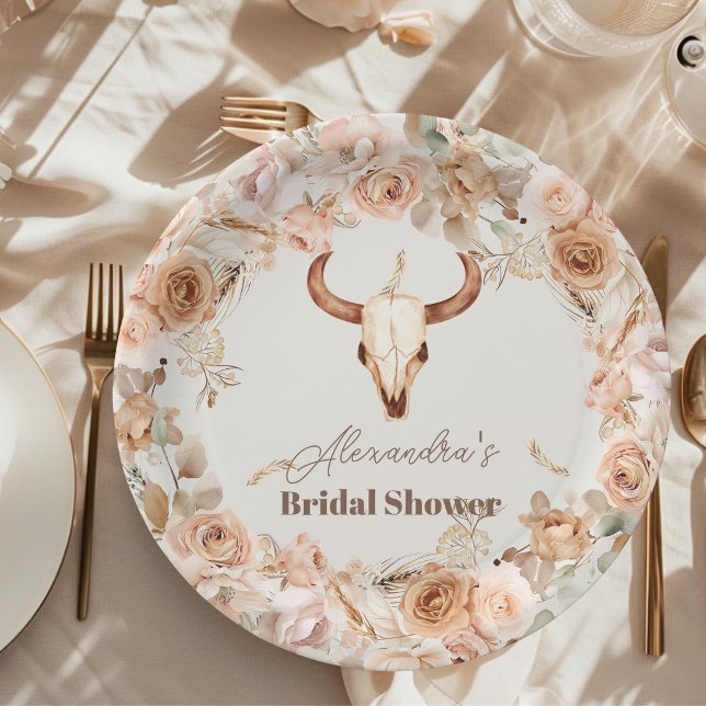 Boho-Blumen-Westliche-Hochzeitsdusche Pappteller (Von Creator hochgeladen)