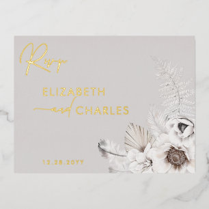 Boho-Blumen-Winter-Rustikal-Botanisch-RSVP Folie Einladungspostkarte