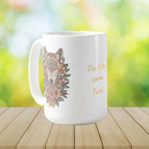 Boho-Blumen-Wolf-Psychedelic-Art  Kaffeetasse