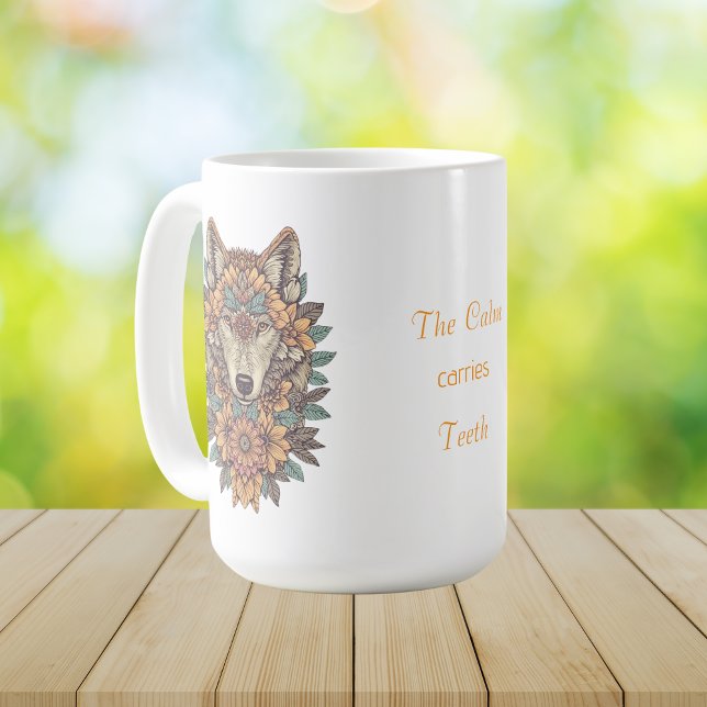 Boho-Blumen-Wolf-Psychedelic-Art  Kaffeetasse (Von Creator hochgeladen)