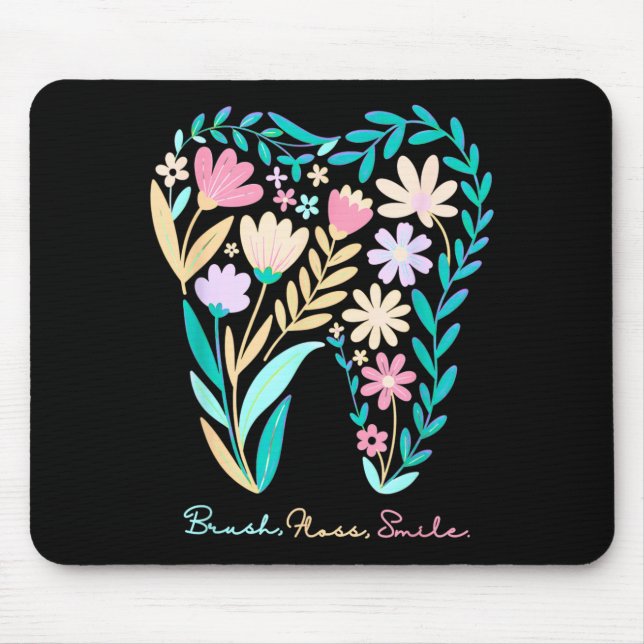 Boho-Blumen-Zahn-Blume-Zahnarzt-Student-Dental Mousepad (Vorne)