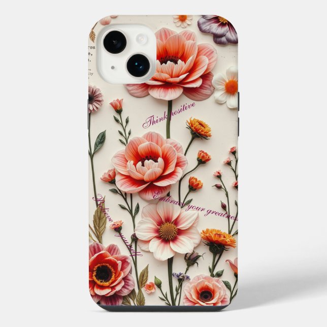 Boho-Blumen-Zitat anpassbar  iPhone Hülle (Rückseite)