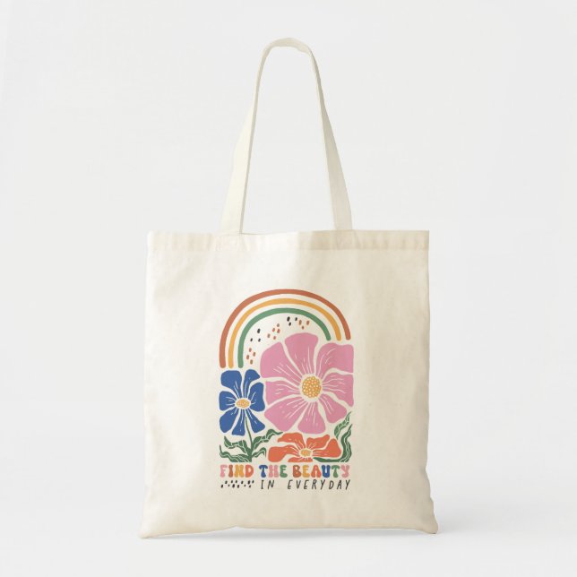 Boho-Blumen-Zitate Tragetasche (Vorne)