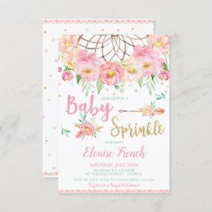 Boho BlumenBabyparty besprühen Traumfänger Einladung