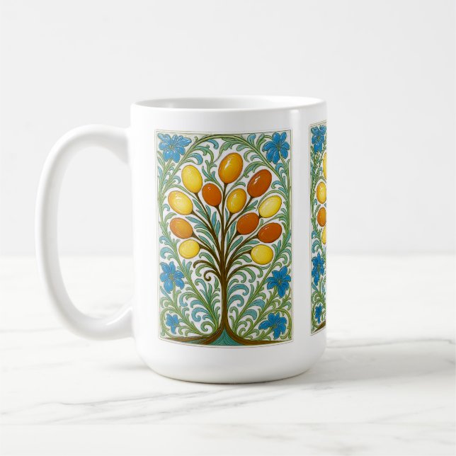 Boho-Blumenbaum-Kachel Kaffeetasse (Links)