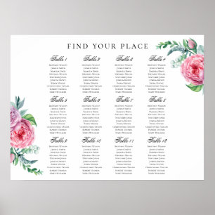 Boho Blumenbestuhlungsdiagramm drucken. Bohemische Poster