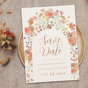 Boho Blumenbogen-Hochzeit Save The Date