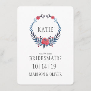 Boho Blumenbrautjungfer der watercolor-Rosen-  Einladung