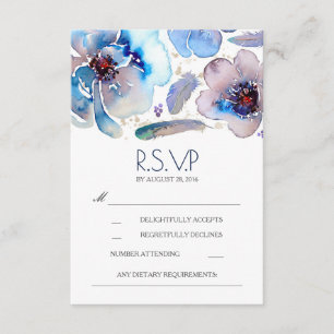 Boho BlumenfedernWatercolor blaue UAWG Karte