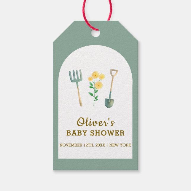 Boho Blumengartendusche Geschenkanhänger (Vorderseite)