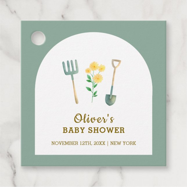 Boho Blumengartendusche Geschenkanhänger (Vorderseite)