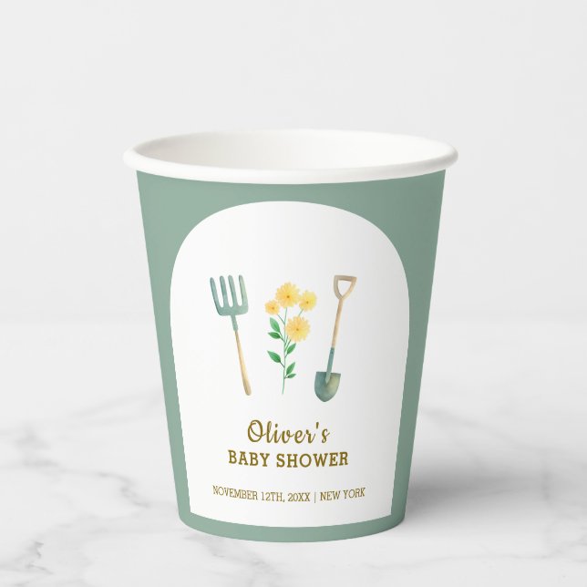 Boho Blumengartendusche Pappbecher (Vorderseite)