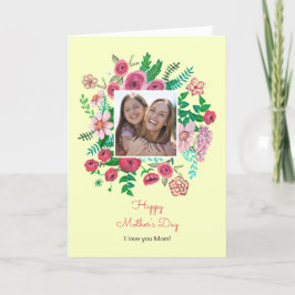 Boho blumengelbe Mütter Tag zeichnend Karte