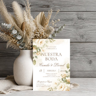 Boho-Blumenhochzeit auf Spanisch Einladung
