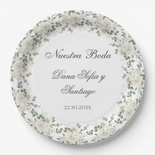 Boho-Blumenhochzeit auf Spanisch Pappteller