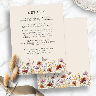Boho-Blumenhochzeit Begleitkarte