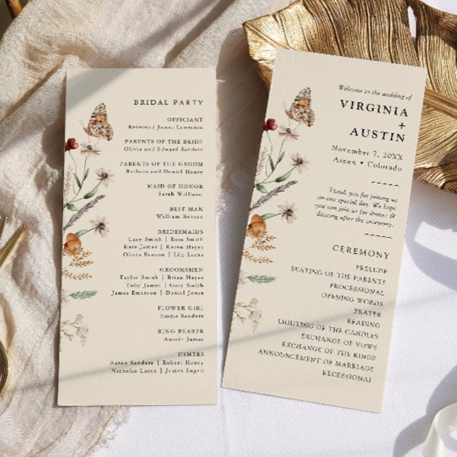 Boho-Blumenhochzeit Programm (Boho Floral Wedding Program
)