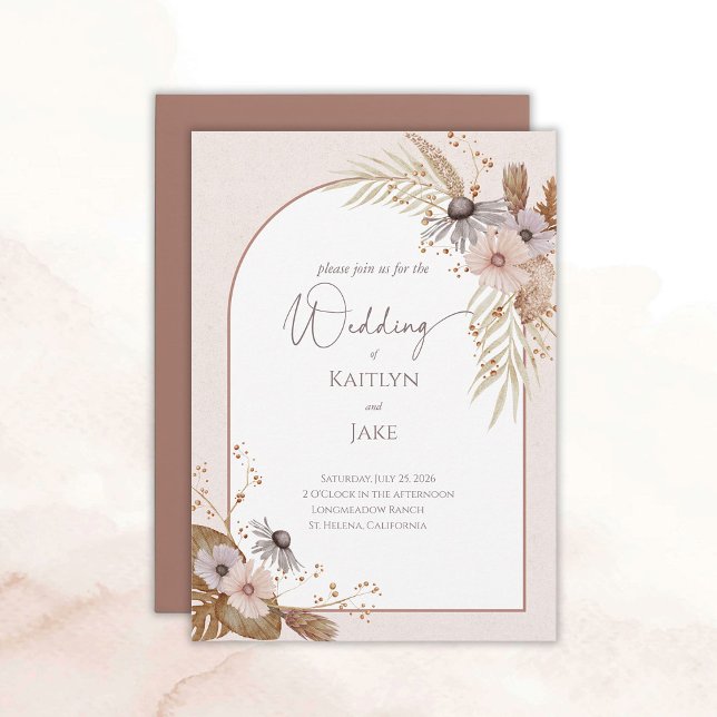 Boho-Blumenhochzeits-Einladung Einladung (Boho Floral Wedding Invitation)