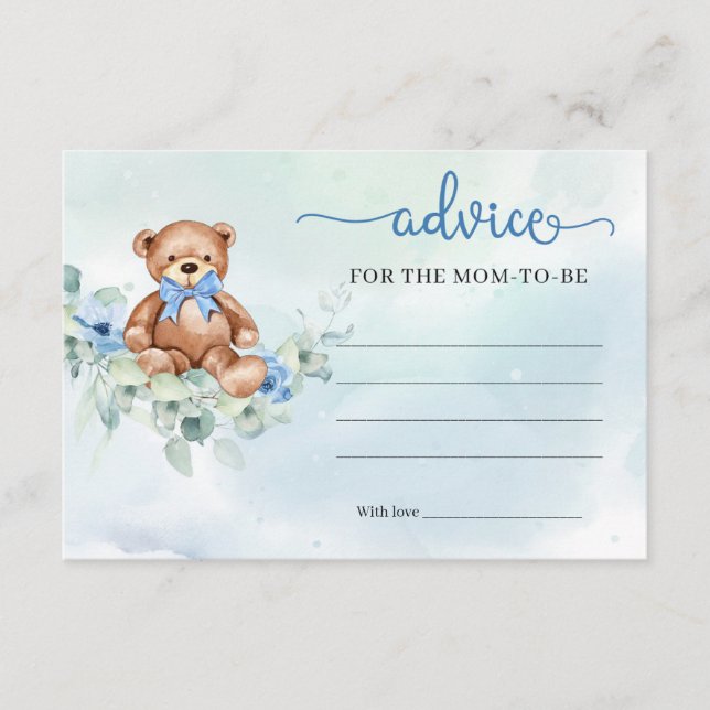 Boho Blumenjungen Bärenberater für die zukünftige  Begleitkarte (Vorderseite)