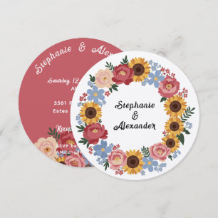 Boho-Blumenkranz-Hochzeit Einladung
