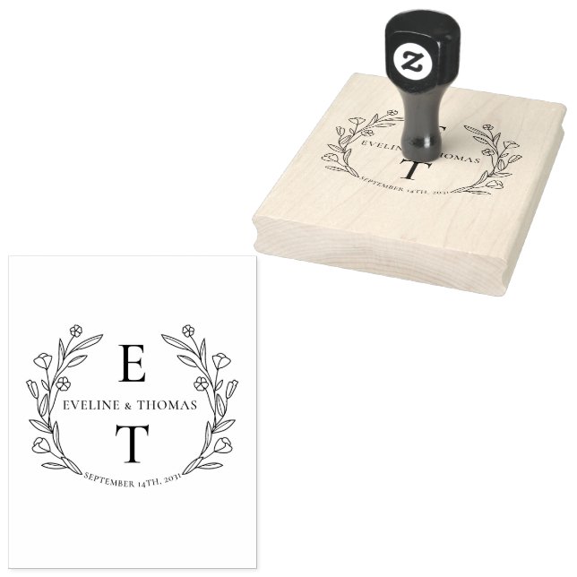 Boho Blumenkranz-Logo Gummistempel (Stempel)