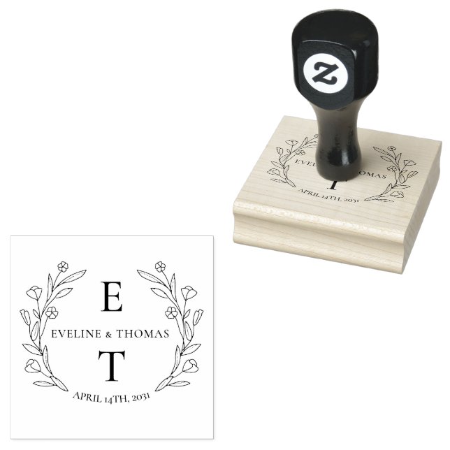 Boho Blumenkranz-Logo Gummistempel (Stempel)