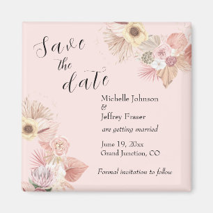 Boho-Blumenkranz-Rosen-Save-the-Date-Magnet Magnet