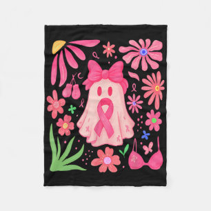 Boho Blumenkrebs Im Oktober tragen wir rosa Fleecedecke