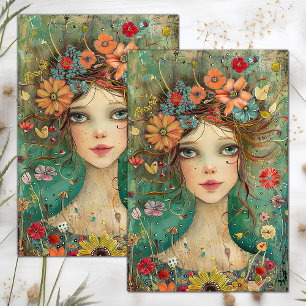 BOHO BLUMENMÄDCHEN DEKOUPAGE SEIDENPAPIER