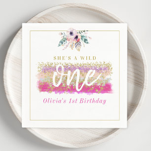 Boho-Blumenmädchen zum ersten Geburtstag Serviette