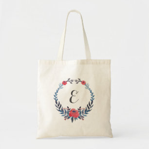 Boho Blumenmonogramm der watercolor-Rosen- Tragetasche