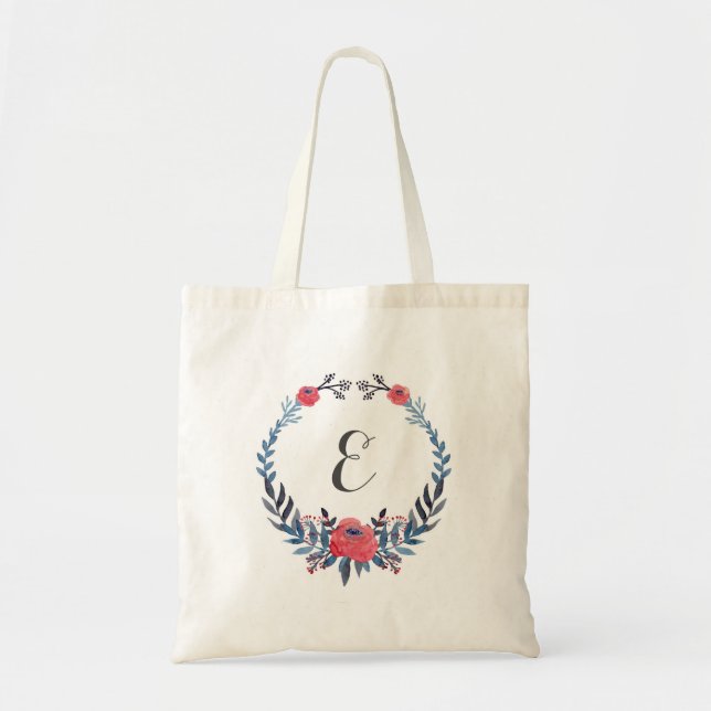 Boho Blumenmonogramm der watercolor-Rosen-| Tragetasche (Vorne)