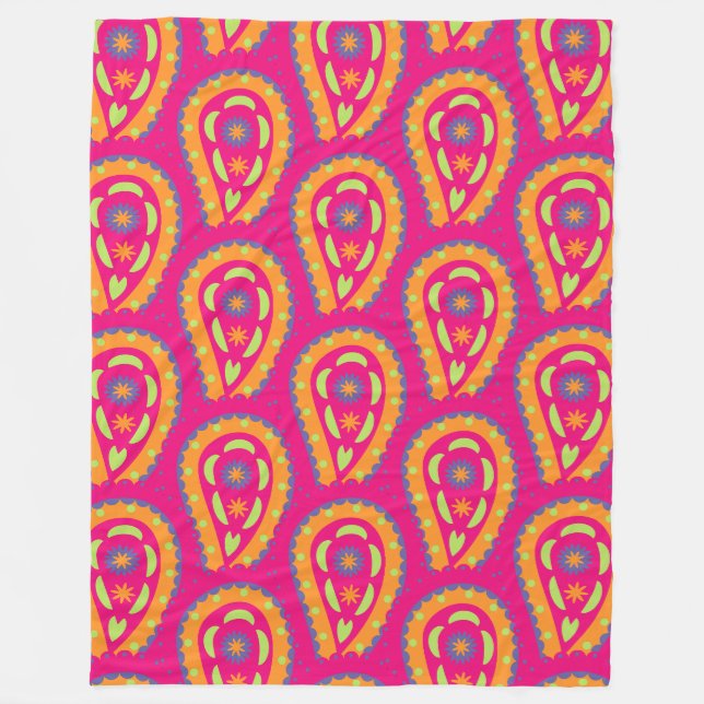 Boho-Blumenmotiv Fleecedecke (Vorderseite)