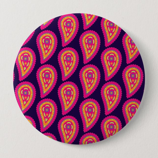 Boho-Blumenmotiv in Rosa Button (Vorderseite)