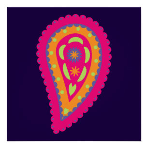 Boho-Blumenmotiv in Rosa Poster