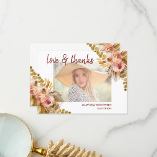 Boho-Blumenmuster – Benutzerdefiniertes Foto zur D Dankeskarte