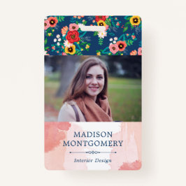 Boho Blumenmuster & Blush Pink Foto Ausweis