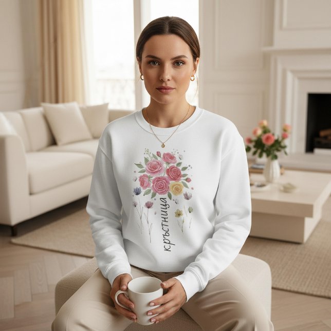 Boho-Blumenmuster bulgarisches Patenkind Geschenk  Sweatshirt (Von Creator hochgeladen)