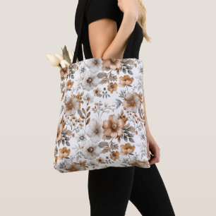Boho-Blumenmuster Grau Braun Neutrale Farbe Wasser
