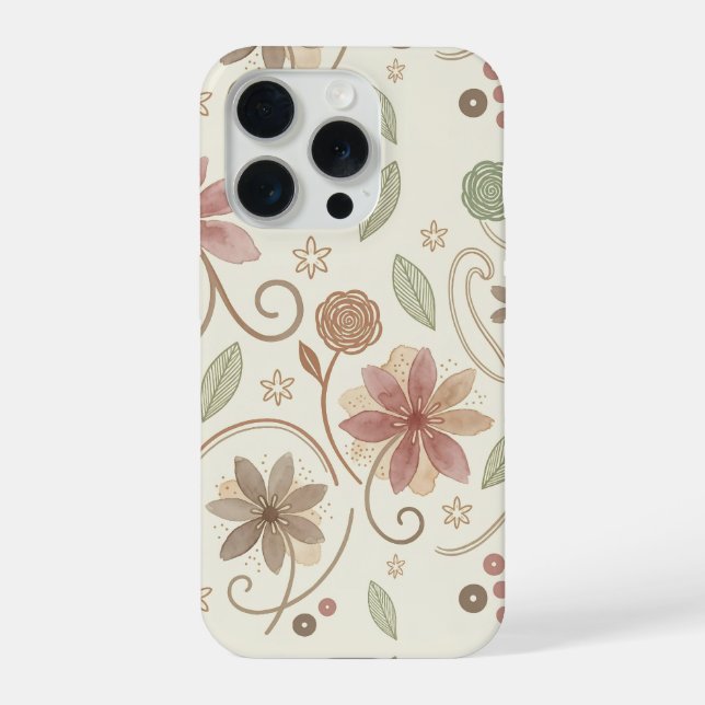 Boho-Blumenmuster  iPhone Hülle (Rückseite)