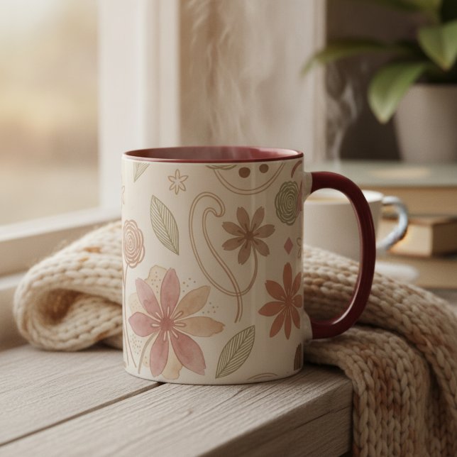 Boho-Blumenmuster  Tasse (Boho Floral Mug)