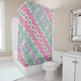 Boho-Blumenmuster Wasserfarben-Mosaik-Design Duschvorhang