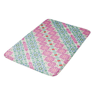 Boho-Blumenmuster Wasserfarben-Mosaikdesign Badematte