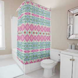 Boho-Blumenmuster Wasserfarben-Mosaikdesign Duschvorhang