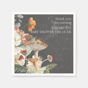 Boho-Blumenpilz-Botanik Babyparty Serviette