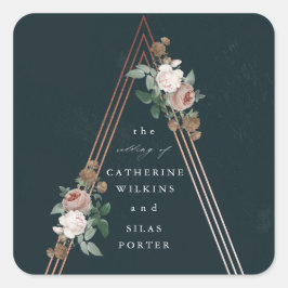 Boho Blumenpyramide strukturelle Hochzeit Quadratischer Aufkleber